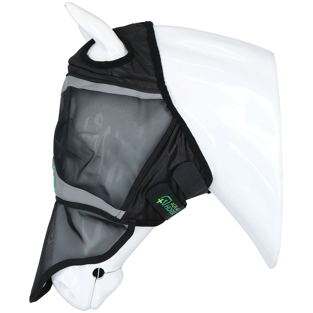 Agradi Horse Maschera per Mosche Fine Mesh con Foro per Orecchio e Naso Nero