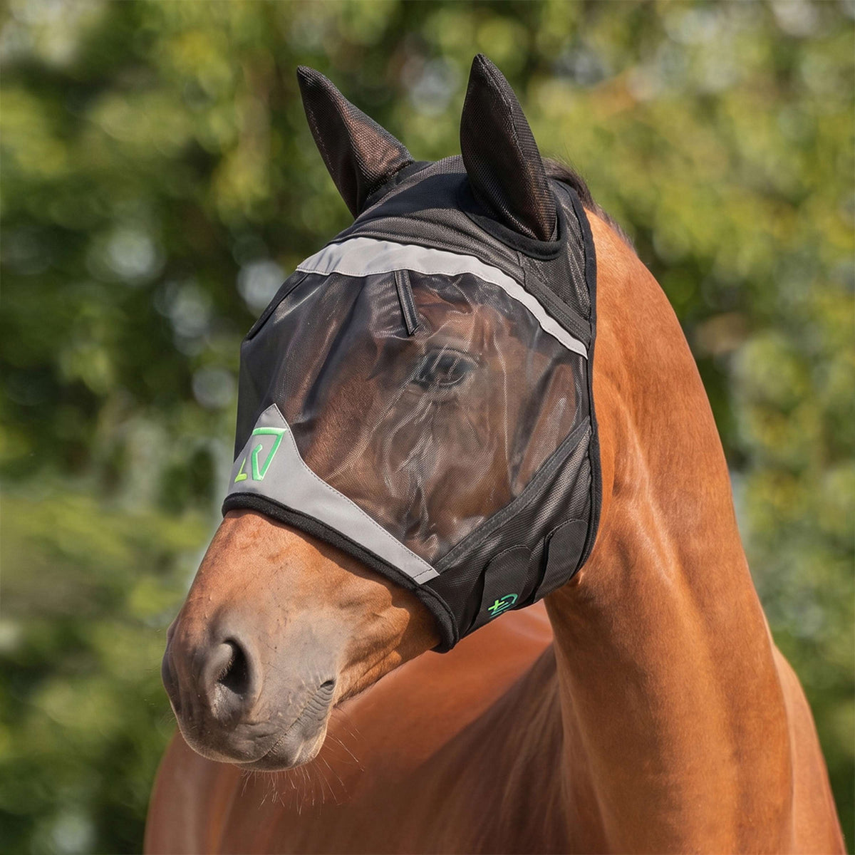 Agradi Horse Maschera per Mosche Fine Mesh con Orecchie Nero