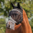 Agradi Horse Maschera per Mosche Fine Mesh con Orecchie e Frange Nero