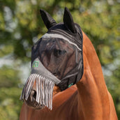 Agradi Horse Maschera per Mosche Fine Mesh con Orecchie e Frange Nero
