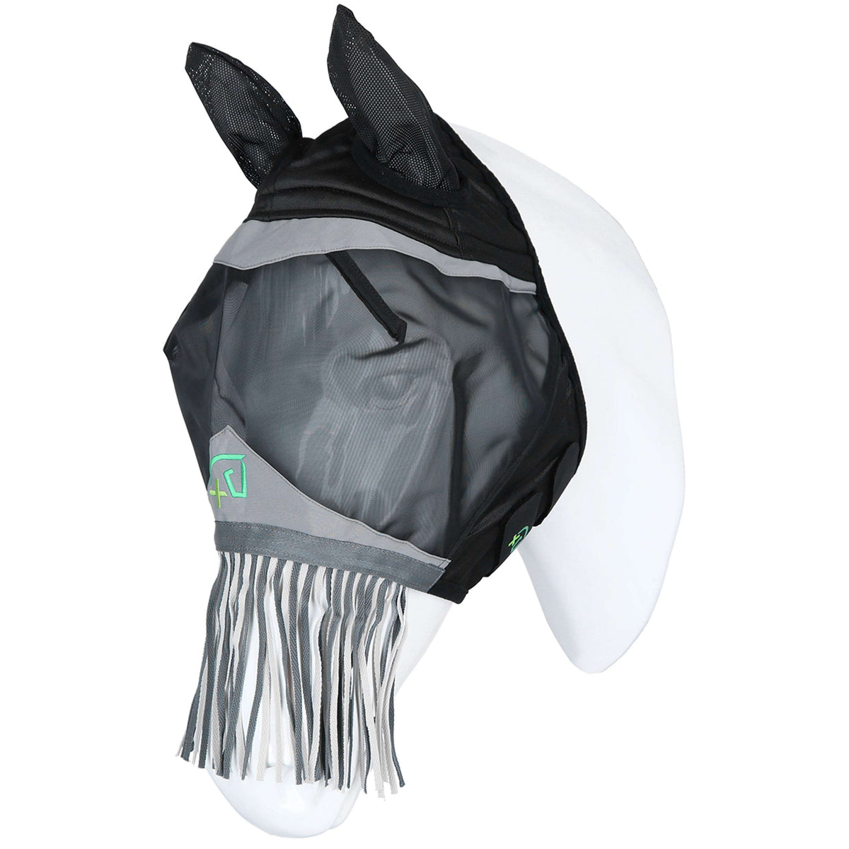 Agradi Horse Maschera per Mosche Fine Mesh con Orecchie e Frange Nero