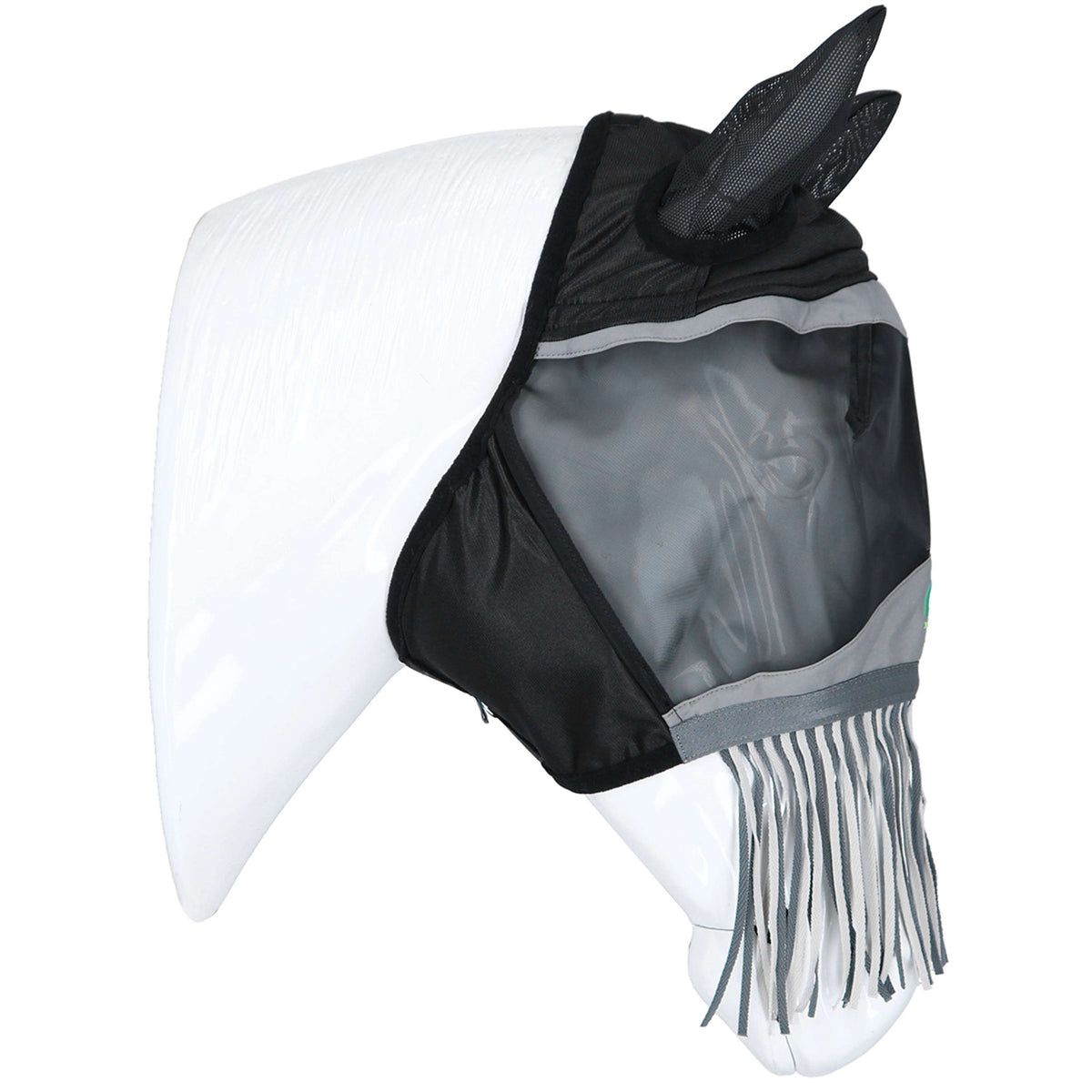 Agradi Horse Maschera per Mosche Fine Mesh con Orecchie e Frange Nero