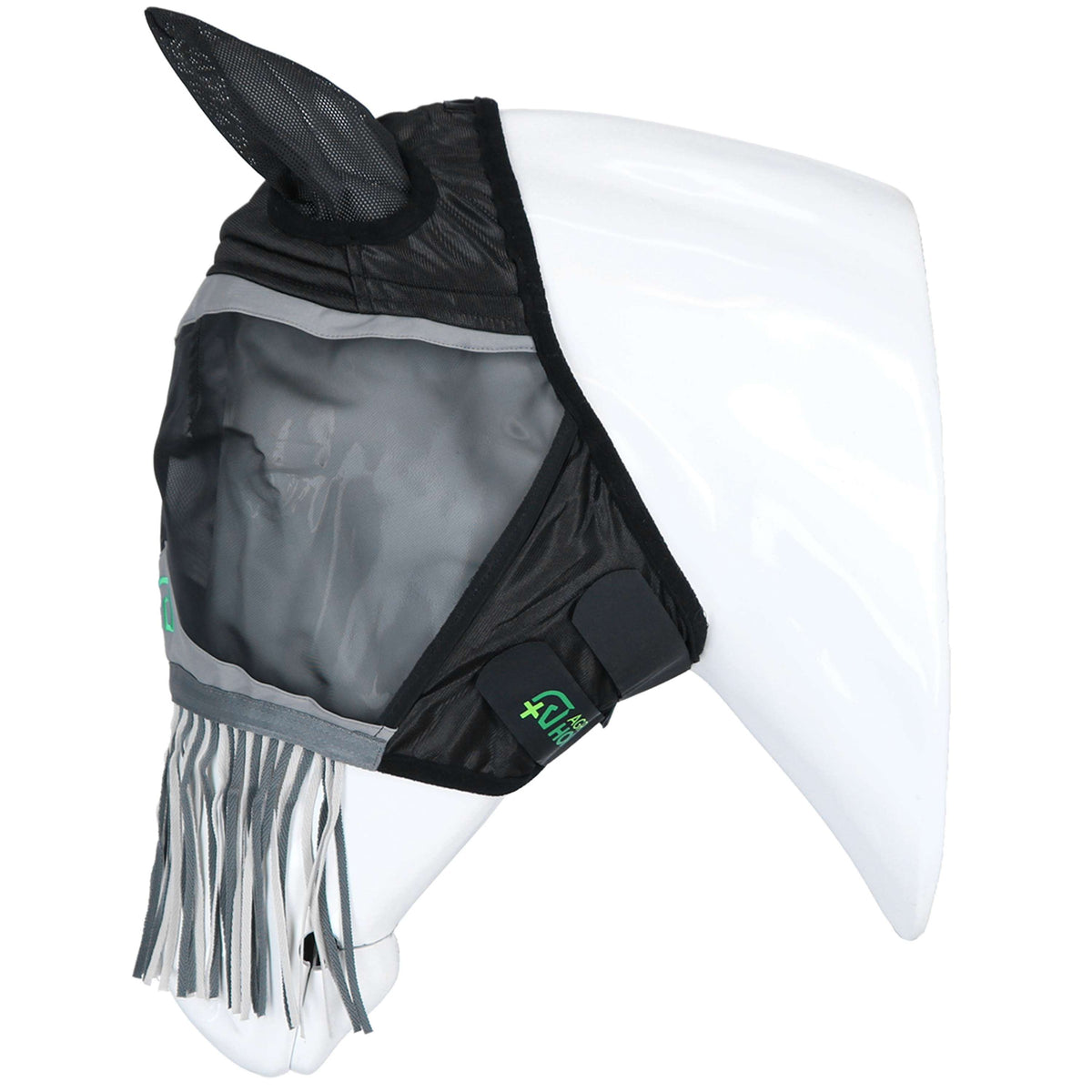 Agradi Horse Maschera per Mosche Fine Mesh con Orecchie e Frange Nero