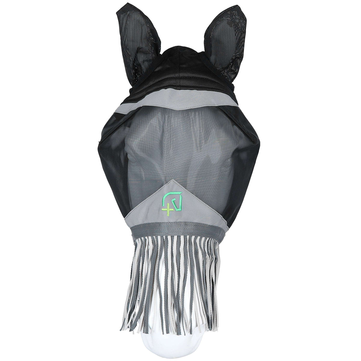 Agradi Horse Maschera per Mosche Fine Mesh con Orecchie e Frange Nero