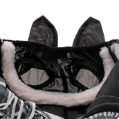 Agradi Horse Maschera per Mosche Fine Mesh con Orecchie e Frange Nero