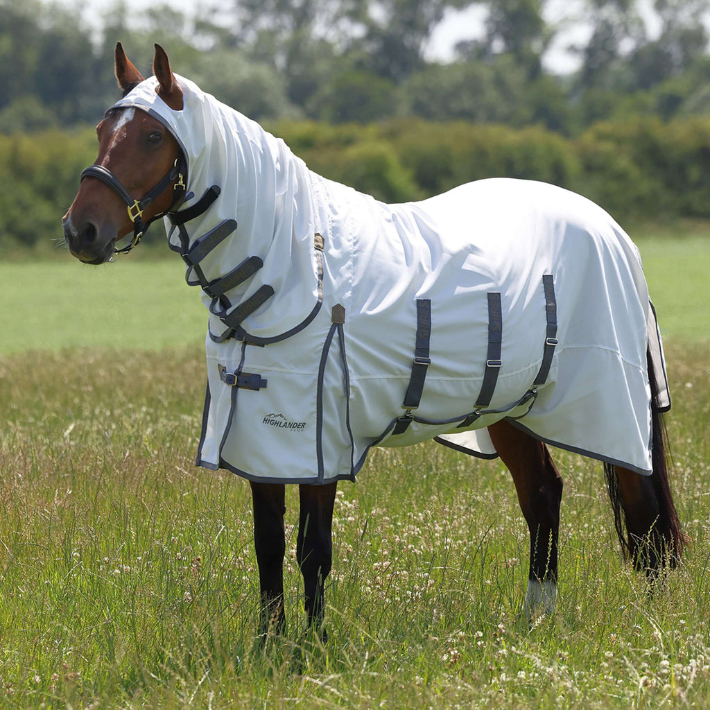 Highlander Plus by Shires Coperta per Eczema Sweet-Itch Combo Bianco/Airforce