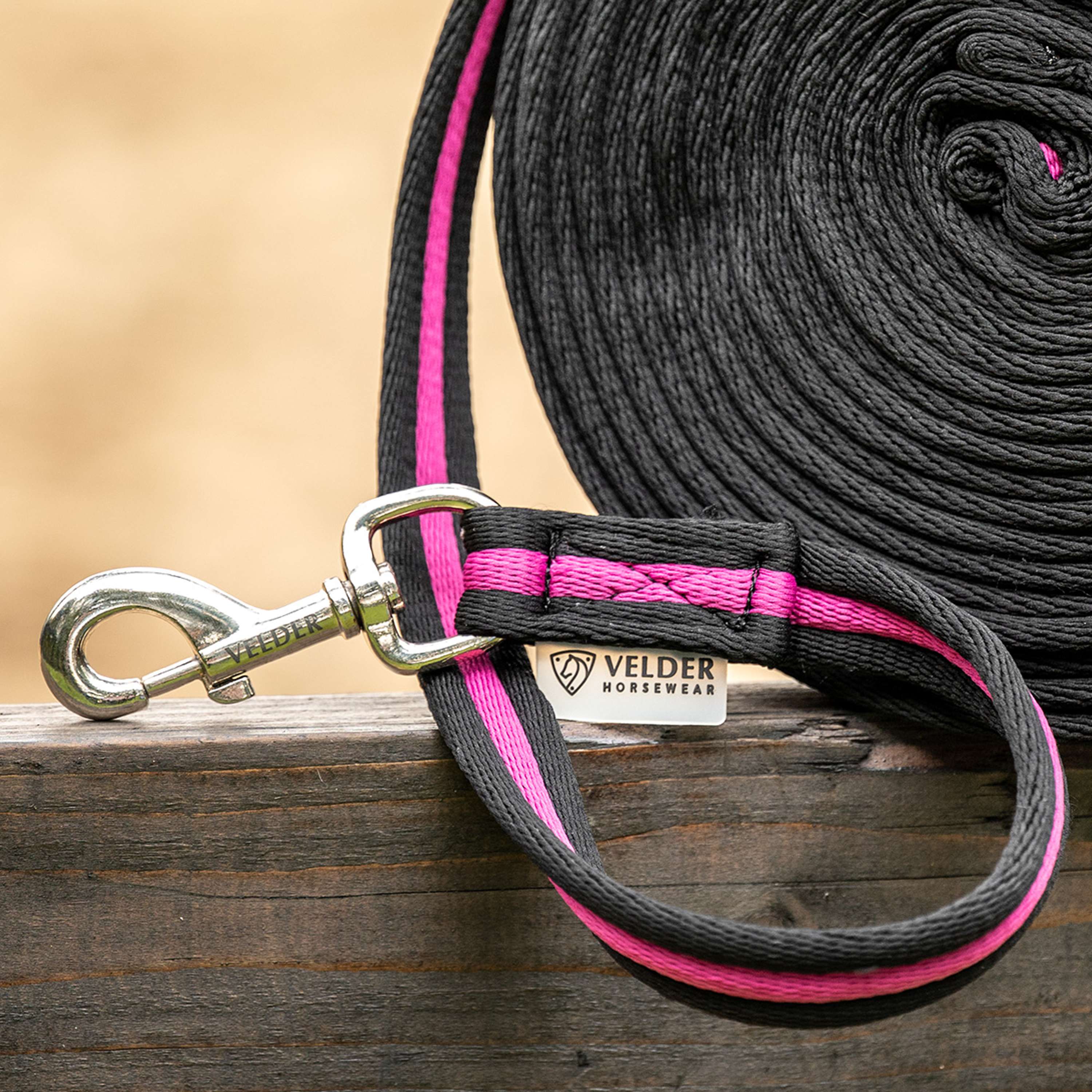 Velder Horsewear Longe Stripe Nero/Rosa