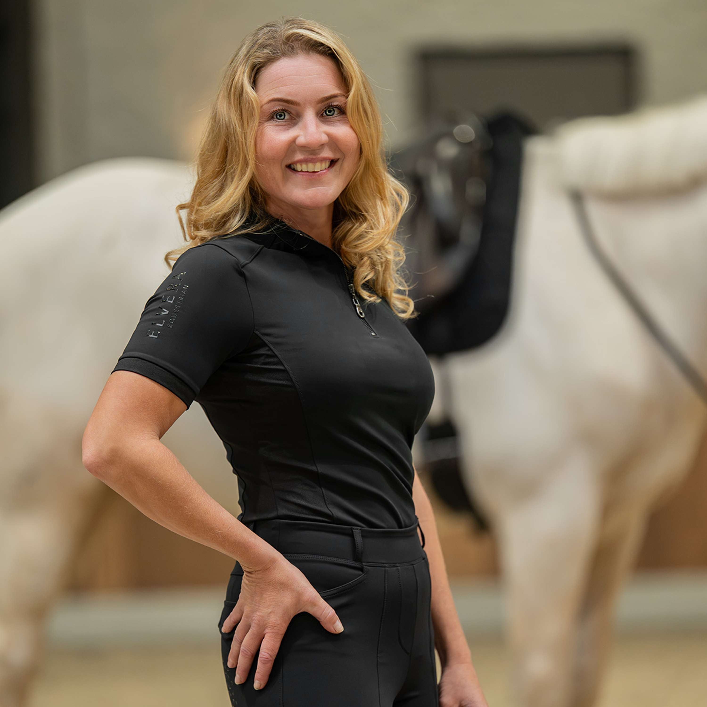 Elvera Equestrian Maglia da allenamento EEVexa Manica Corta Nero