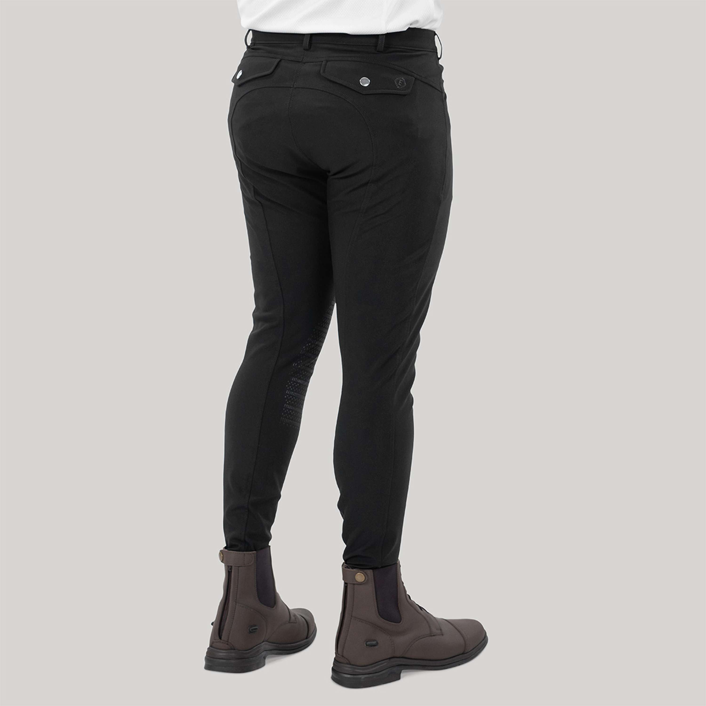Elvera Equestrian Pantaloni da Equitazione Dual Core Pro Half Seat Uomini Nero