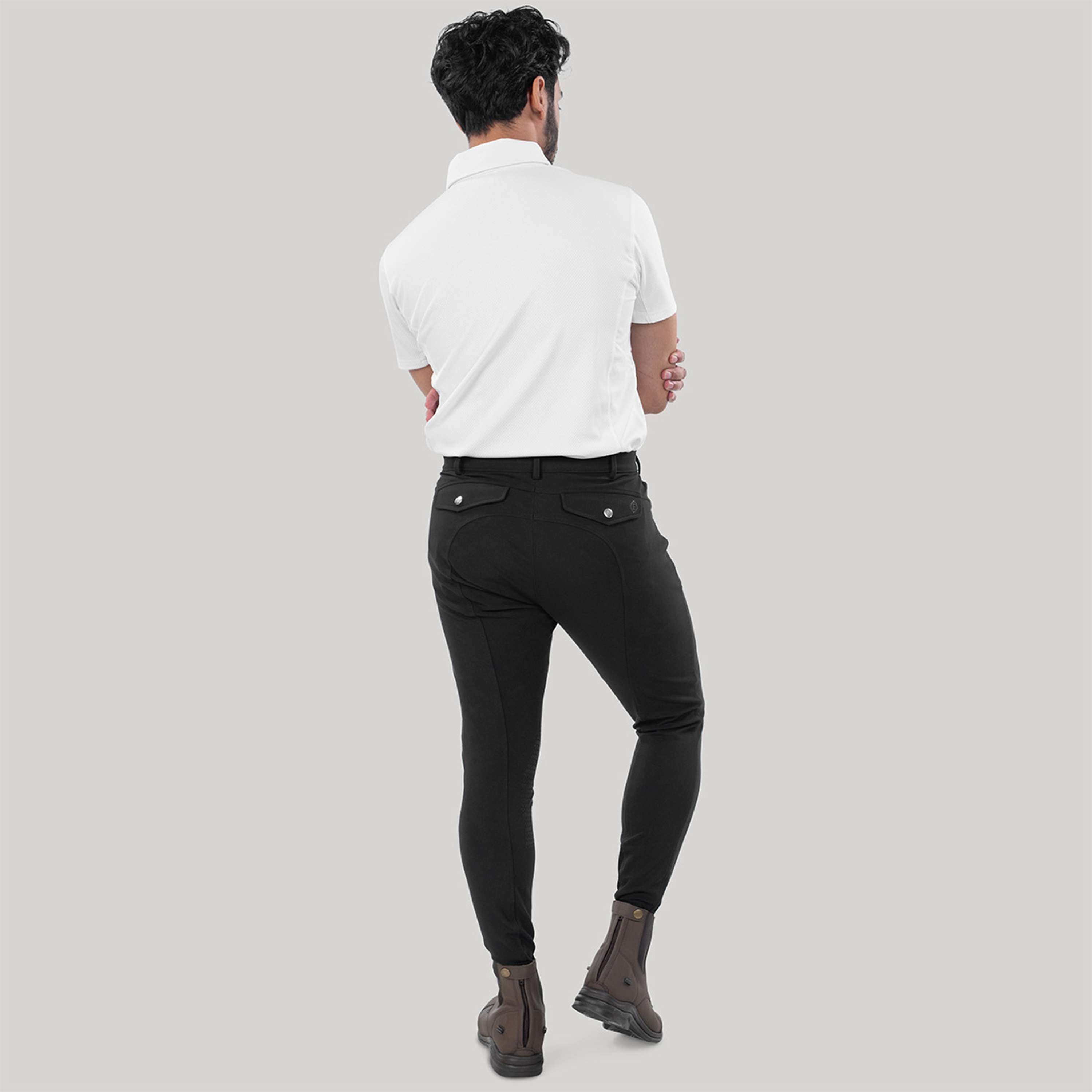 Elvera Equestrian Pantaloni da Equitazione Dual Core Pro Half Seat Uomini Nero