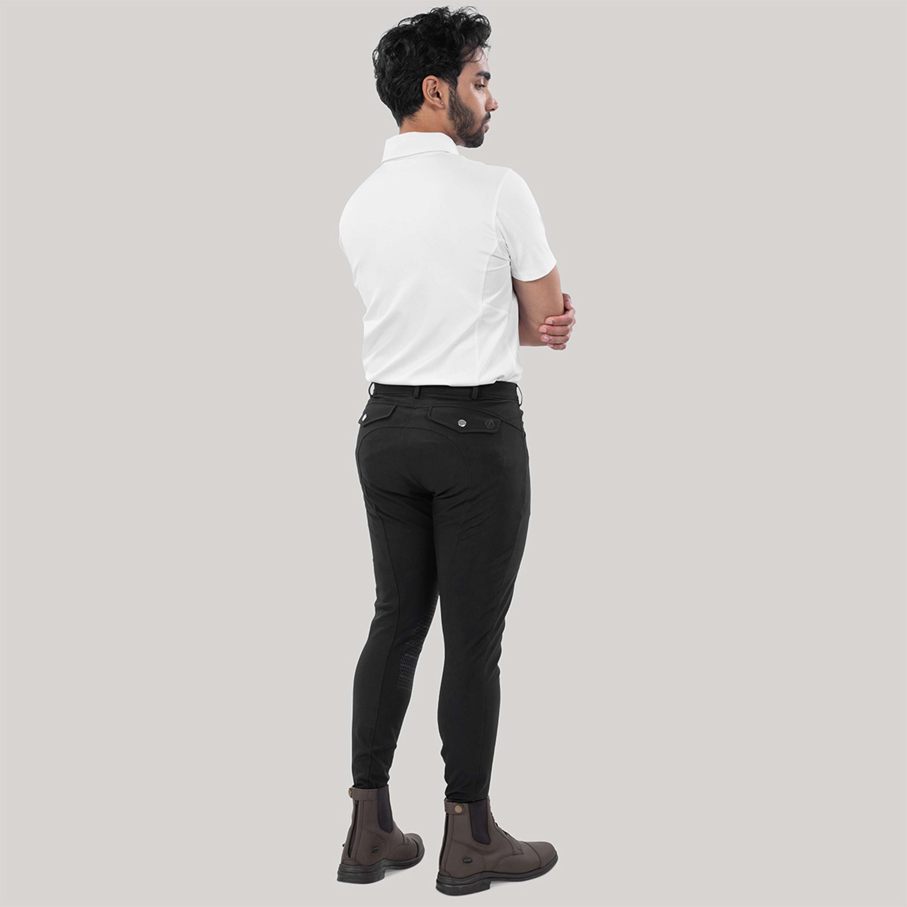 Elvera Equestrian Pantaloni da Equitazione Dual Core Pro Half Seat Uomini Nero