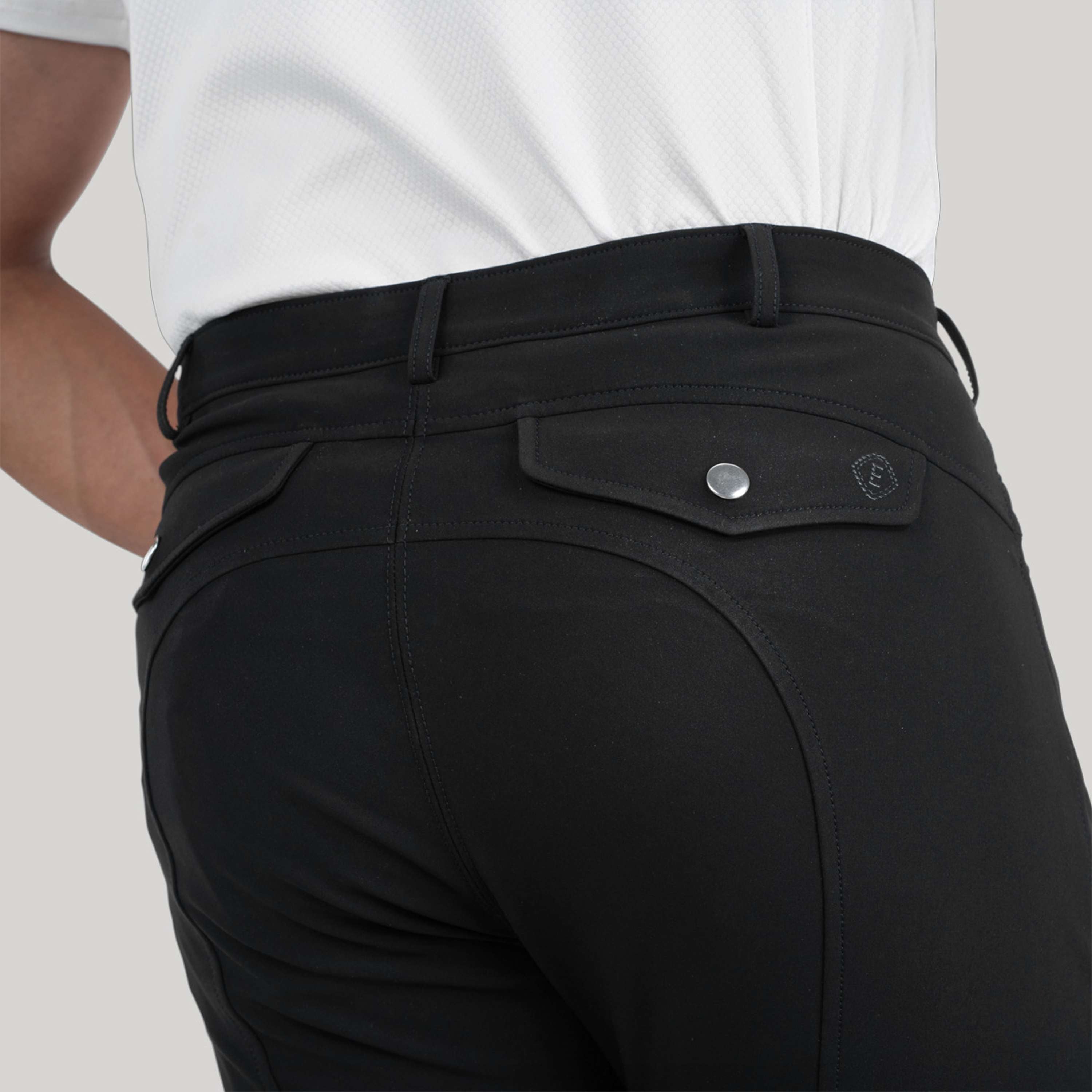 Elvera Equestrian Pantaloni da Equitazione Dual Core Pro Half Seat Uomini Nero