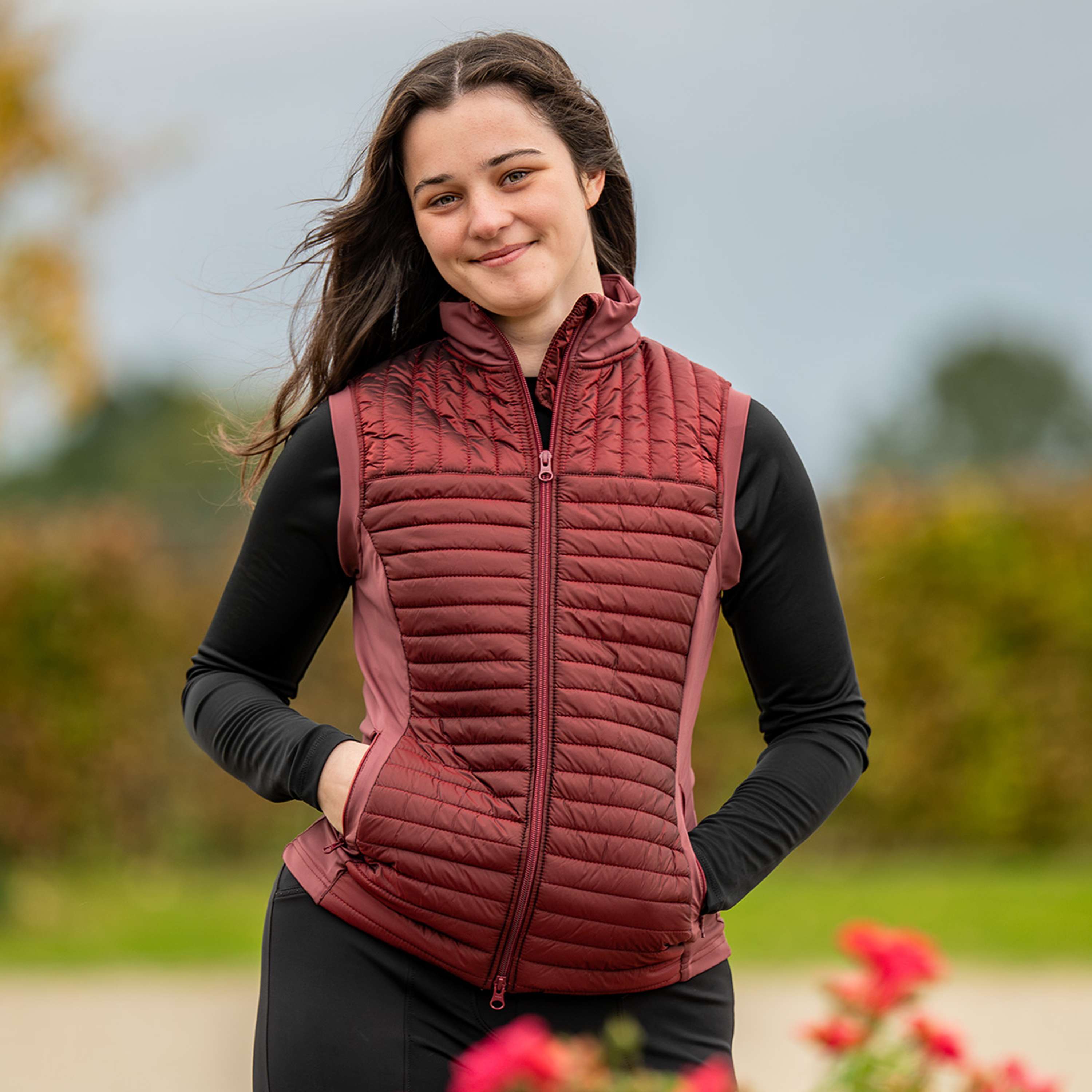 Elvera Equestrian Gilet EEBaroness Metalic Burgundy