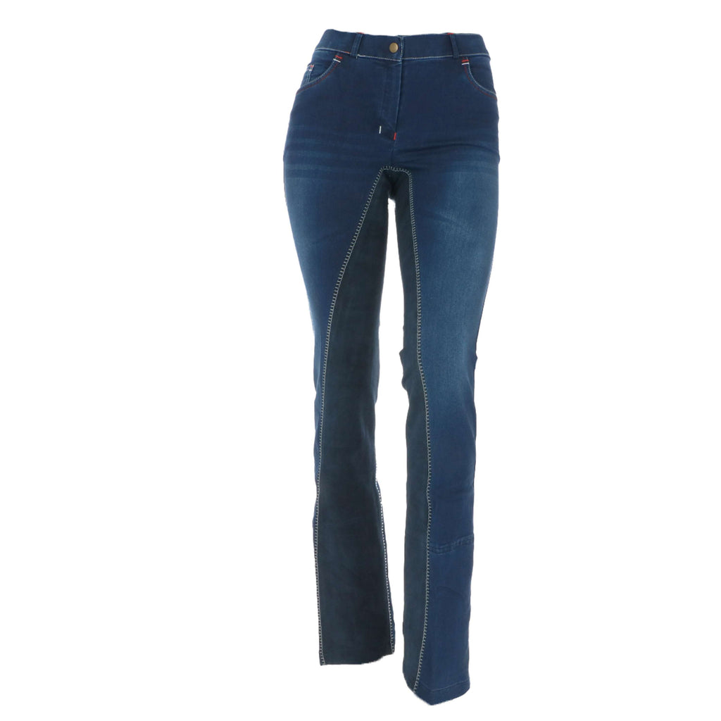 HKM Pantaloni da Equitazione Summer Denim Jeans Blu/Blu scuro