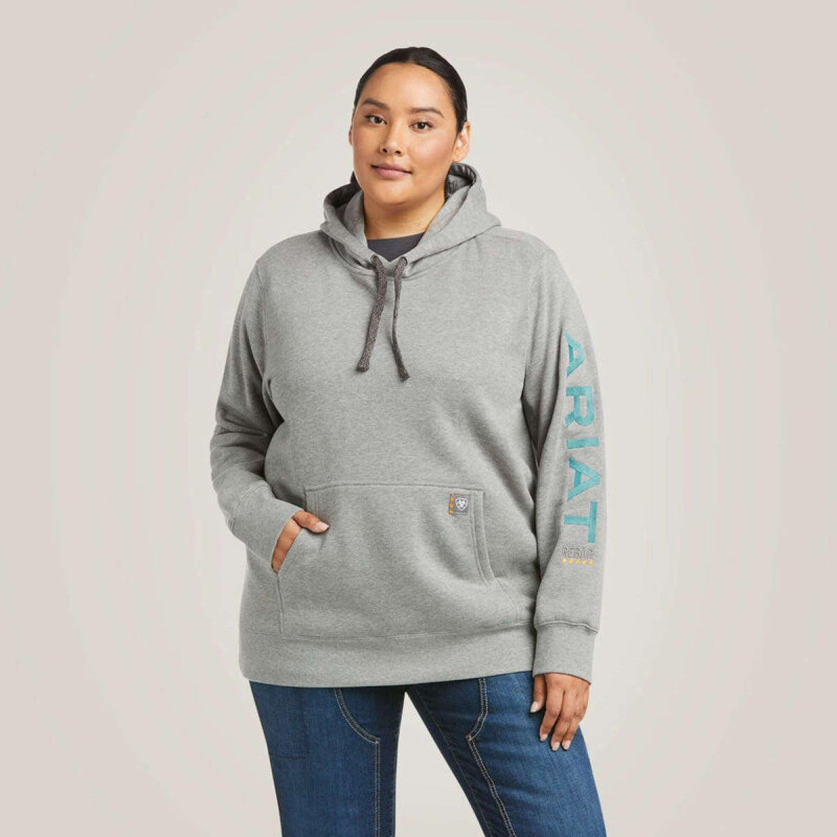 Ariat Felpa con cappuccio Rebar Graphic Donne Erica grigia