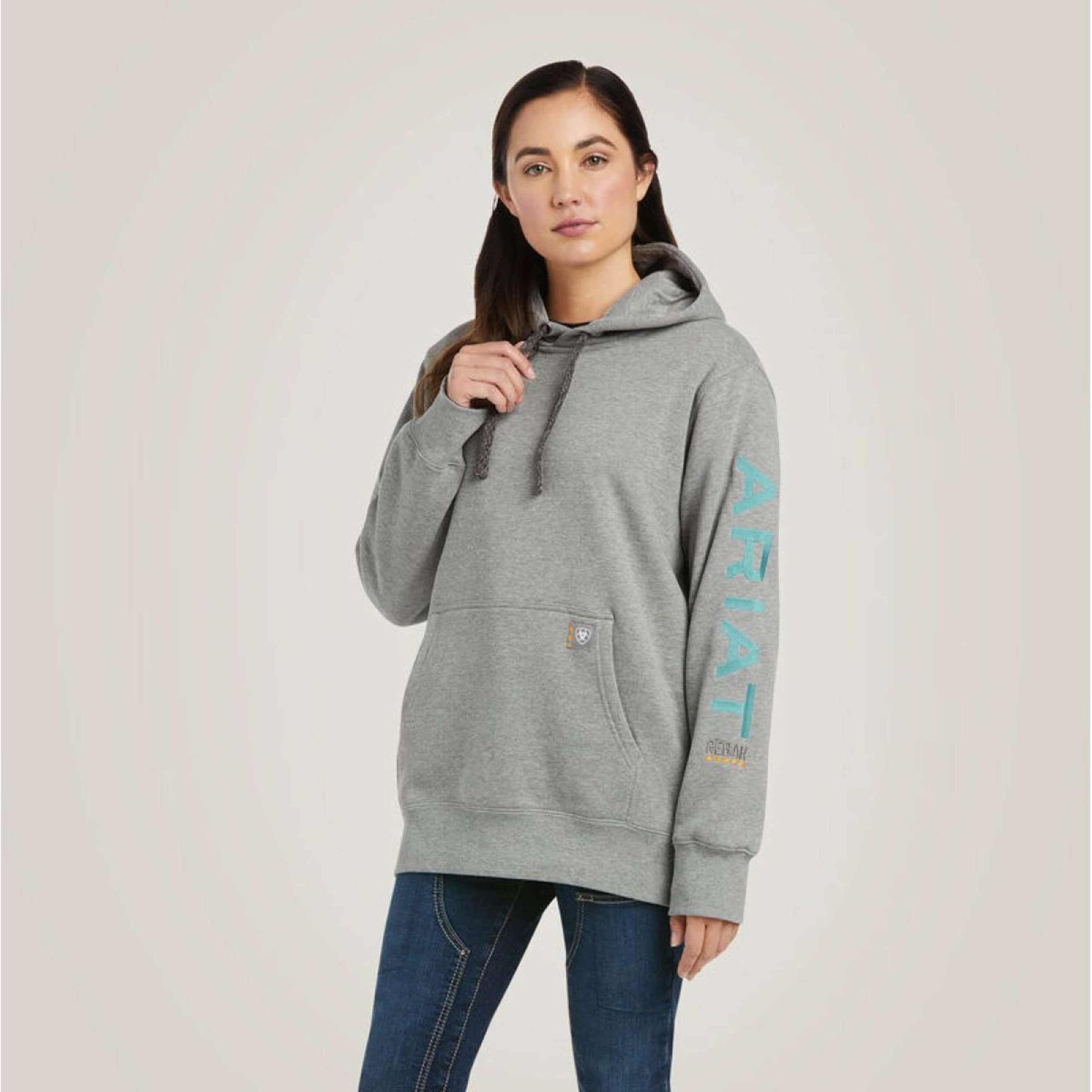 Ariat Felpa con cappuccio Rebar Graphic Donne Erica grigia
