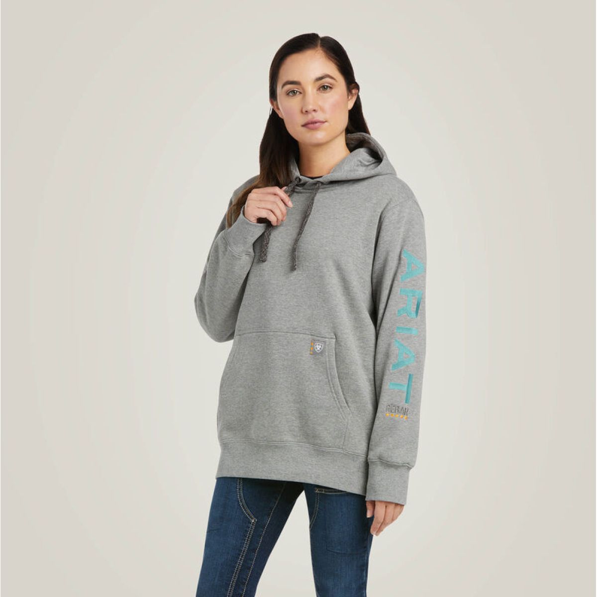 Ariat Felpa con cappuccio Rebar Graphic Donne Erica grigia