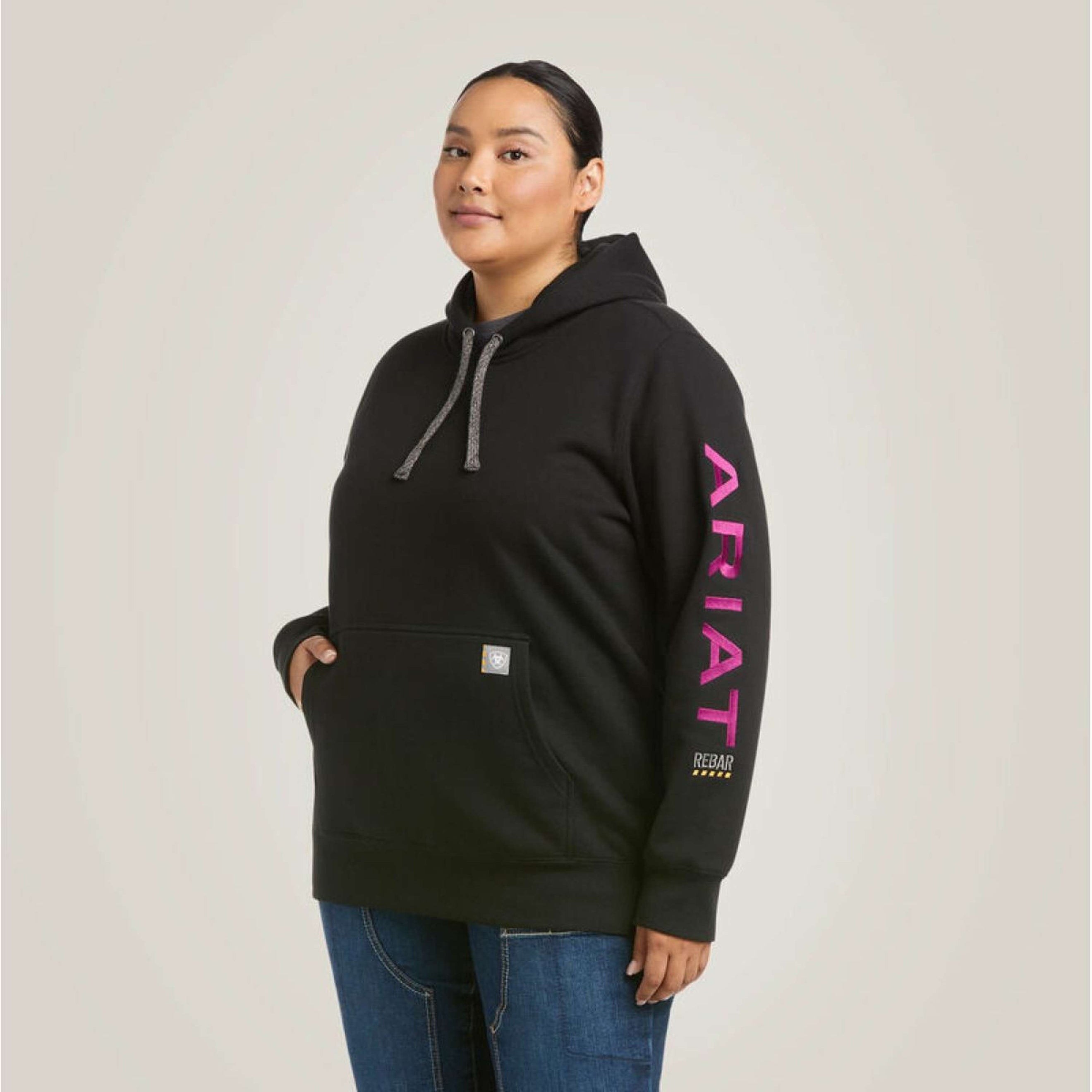 Ariat Felpa con cappuccio Rebar Graphic Donne Nero/Viola Ariat Felpa con cappuccio Rebar Graphic Donne Nero/Viola