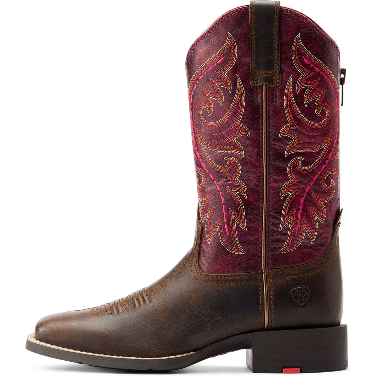 Ariat Stivali Western Round Up Back Zip Donne Worn Mocha/Rasberry