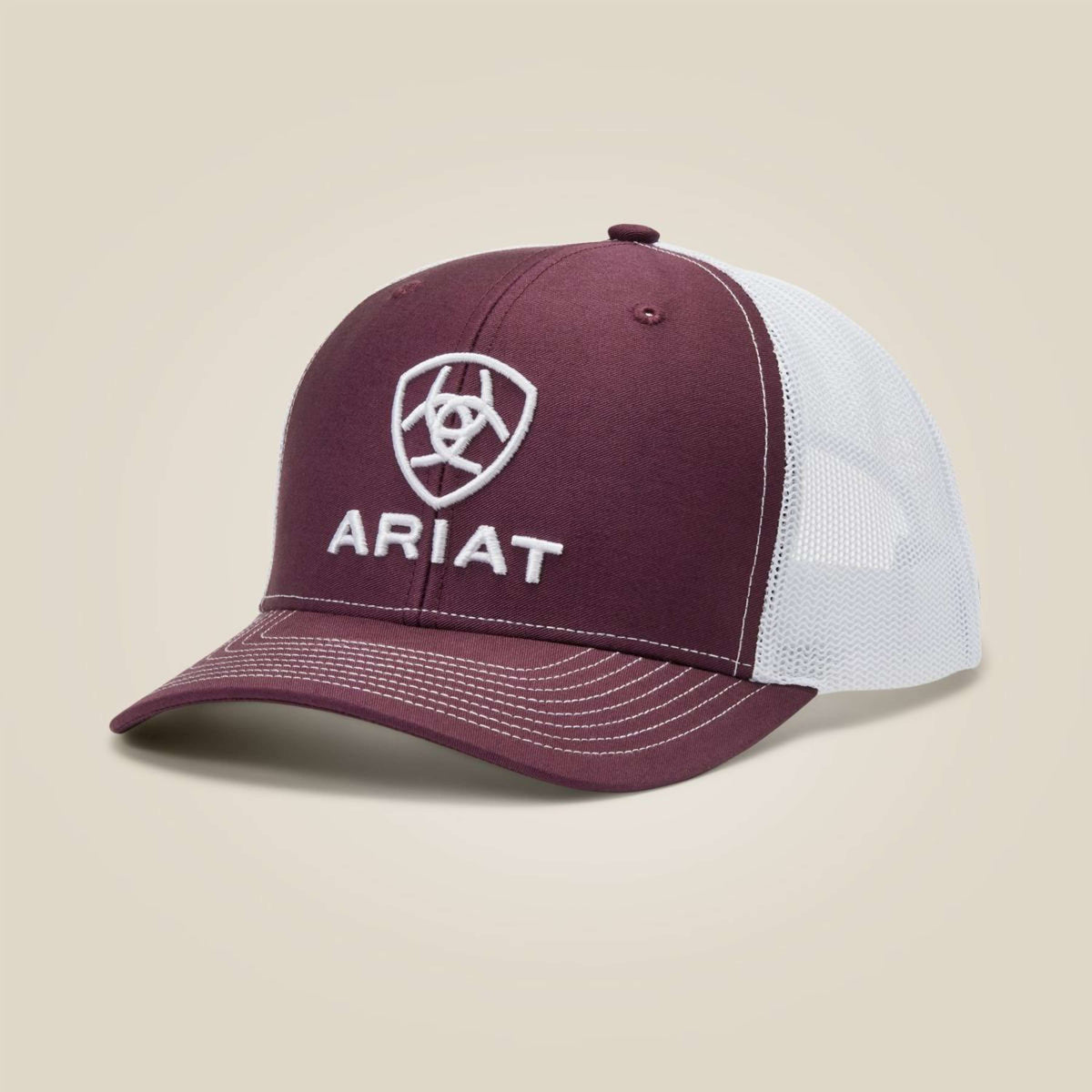 Ariat Cappello M&F MNS Stacked Logo Borgogna/Bianco