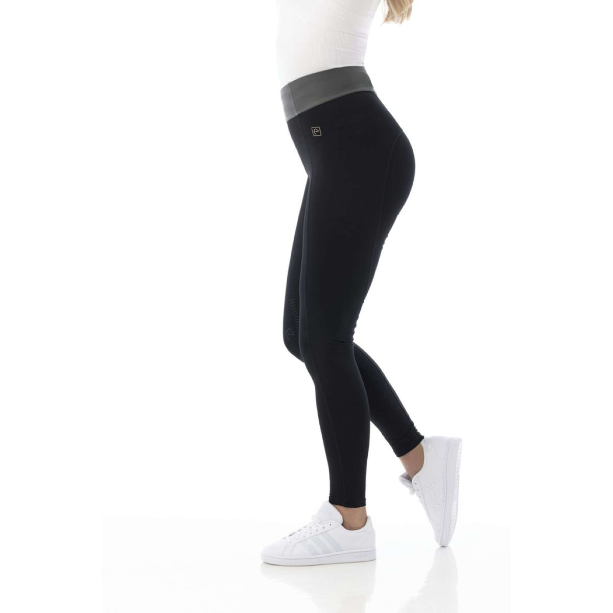 EQUITHÈME Leggings da Equitazione Tea Pull-On Nero/cachi