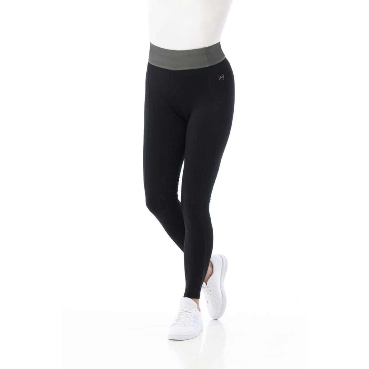 EQUITHÈME Leggings da Equitazione Tea Pull-On Nero/cachi