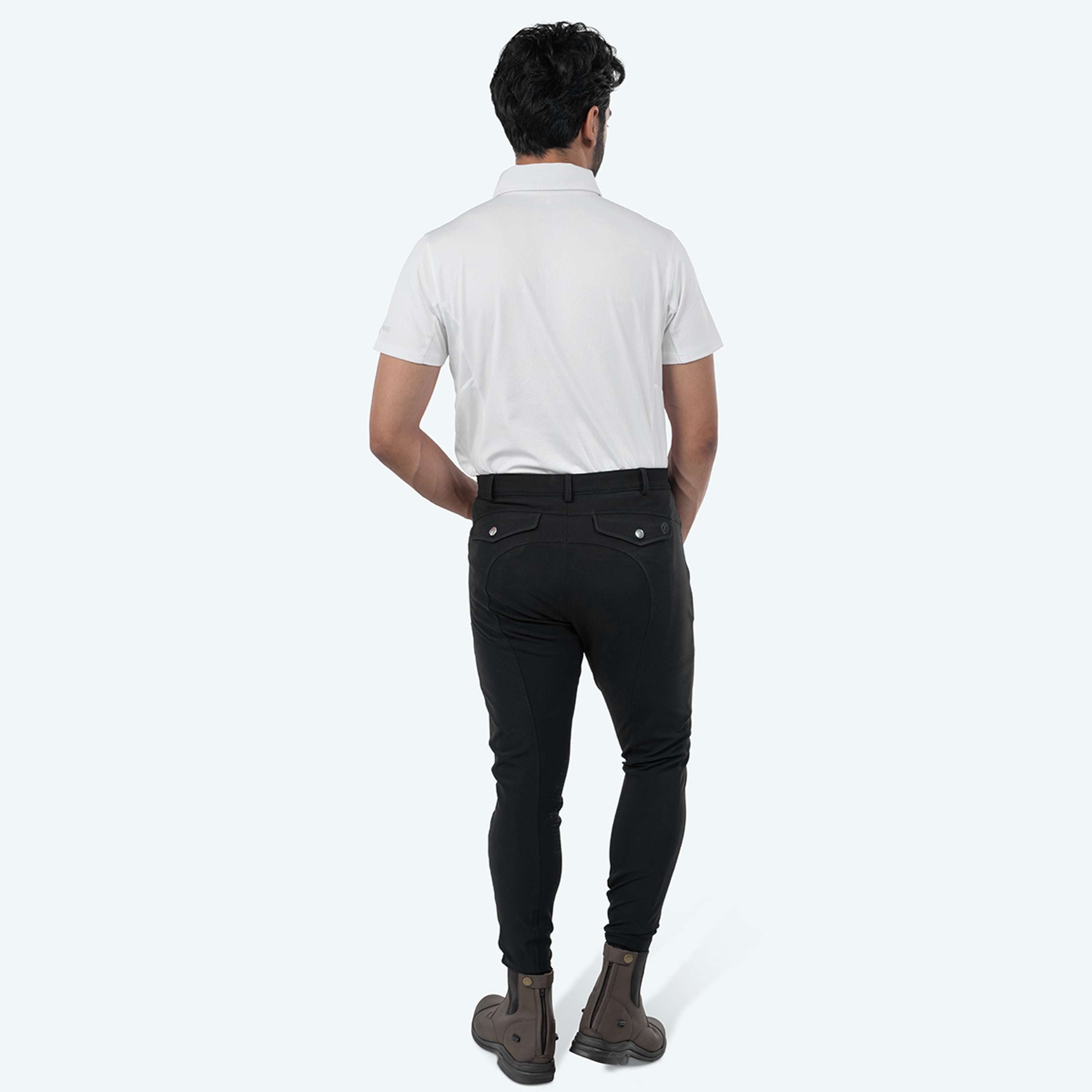 Elvera Equestrian Pantaloni da Equitazione Dual Core Pro Half Seat Uomini Nero