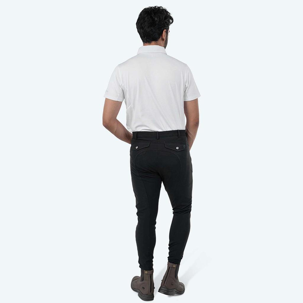 Elvera Equestrian Pantaloni da Equitazione Dual Core Pro Half Seat Uomini Nero