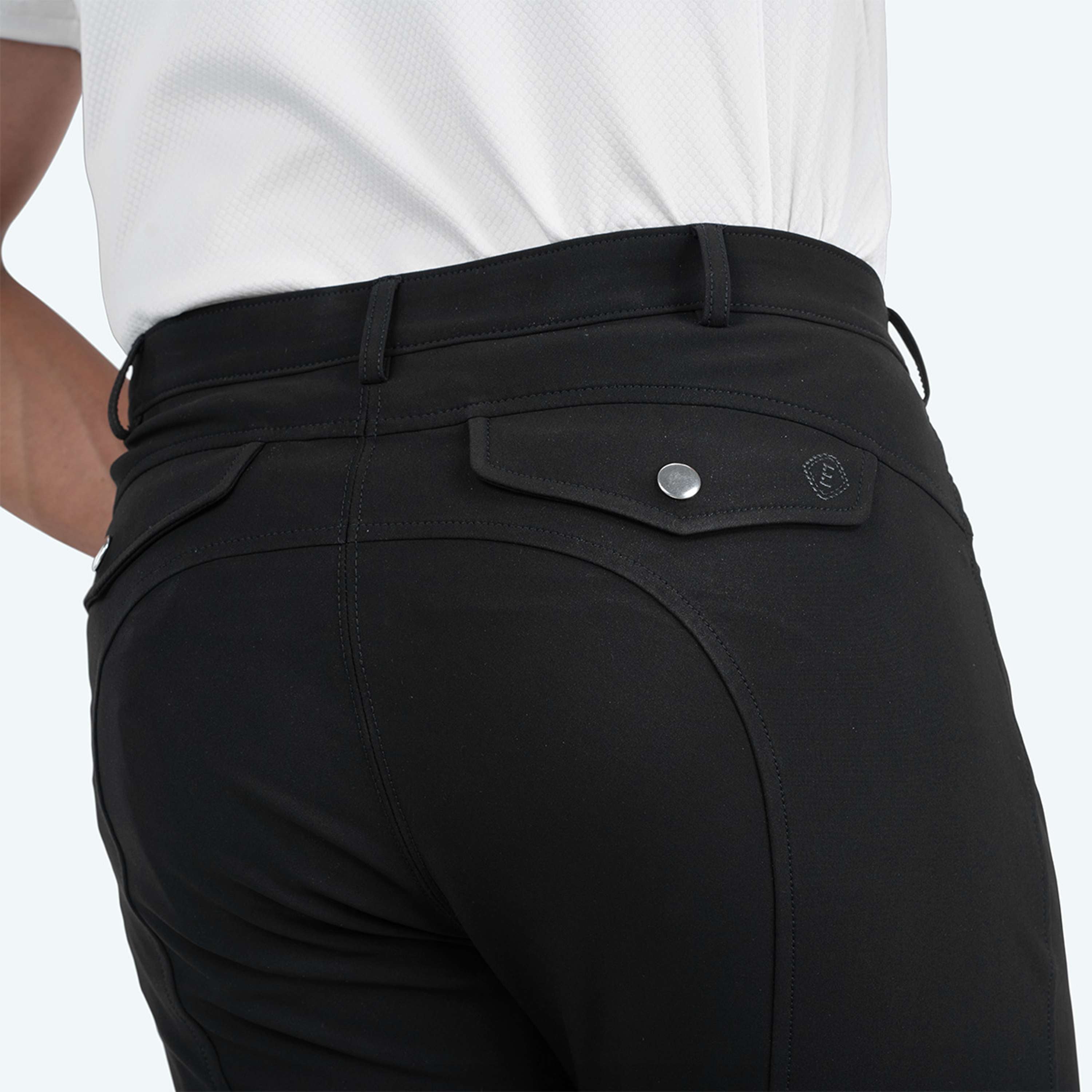 Elvera Equestrian Pantaloni da Equitazione Dual Core Pro Half Seat Uomini Nero