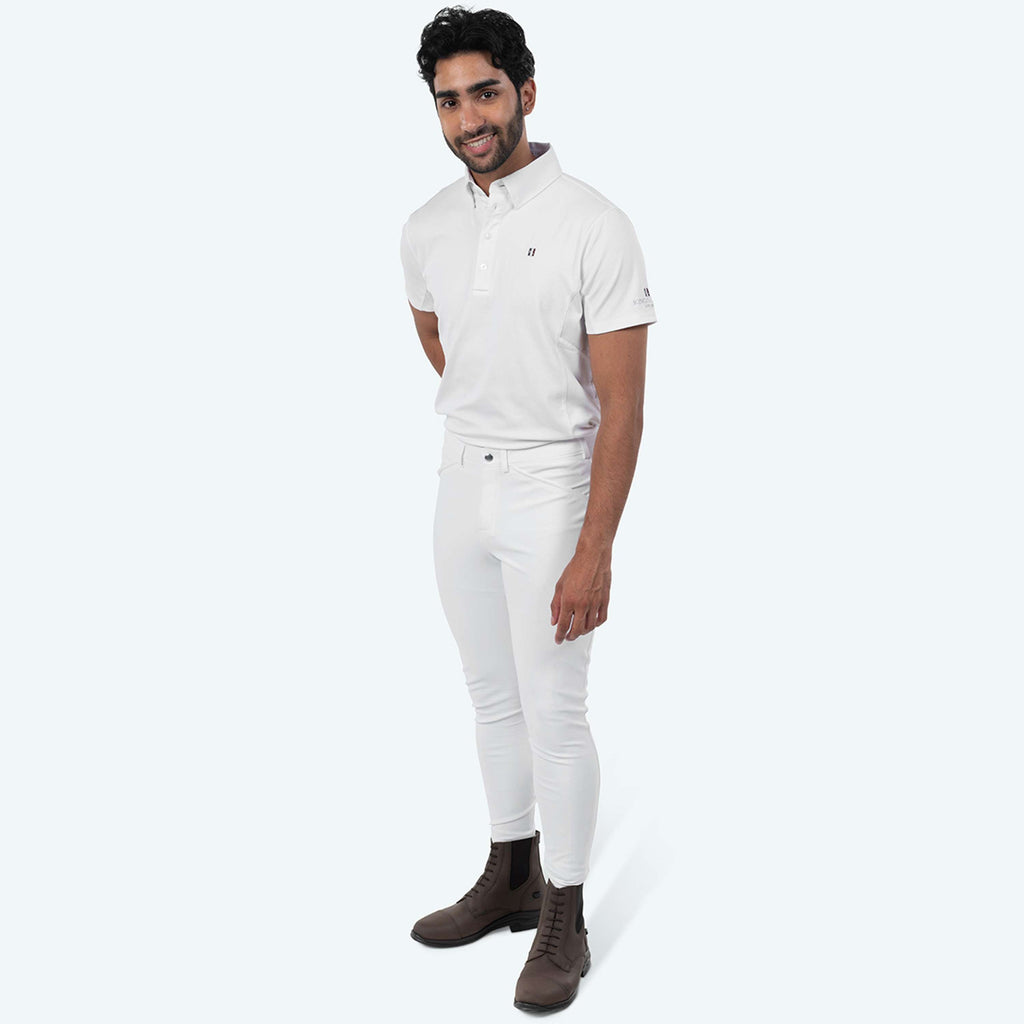 Elvera Equestrian Pantaloni da Equitazione Sensitive Pro Half Seat Uomini Bianco