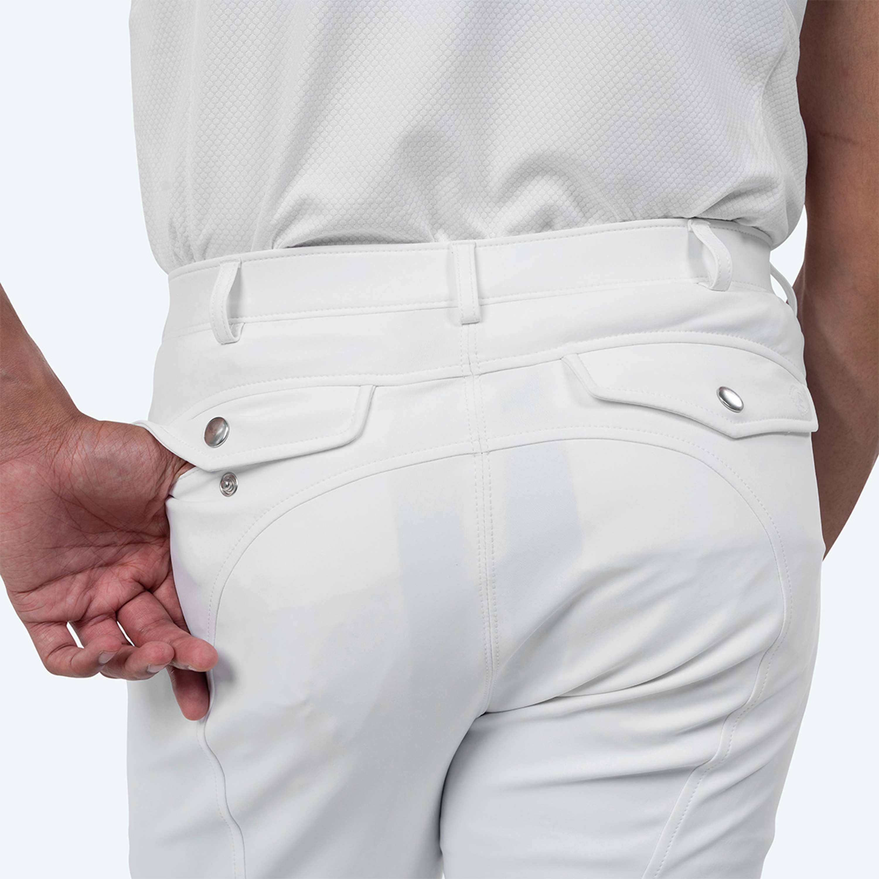Elvera Equestrian Pantaloni da Equitazione Sensitive Pro Half Seat Uomini Bianco