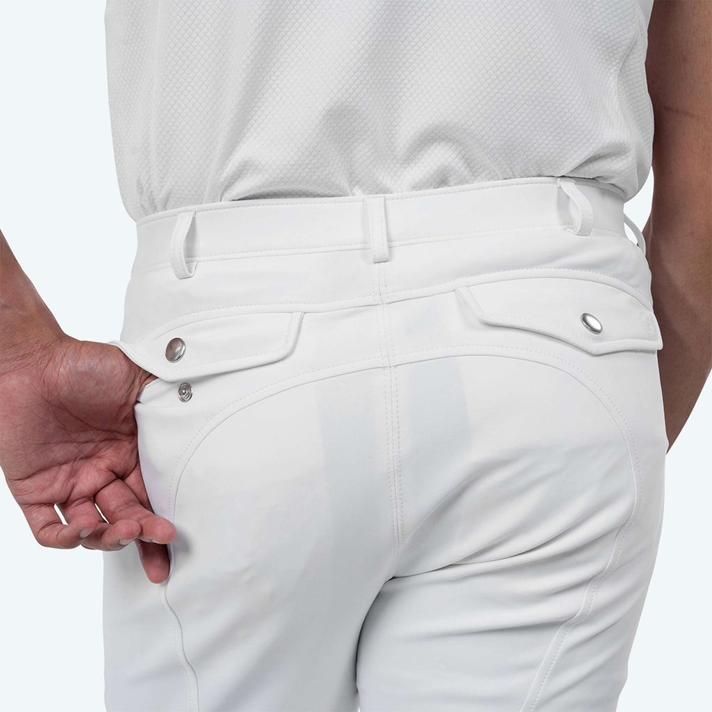 Elvera Equestrian Pantaloni da Equitazione Sensitive Pro Half Seat Uomini Bianco