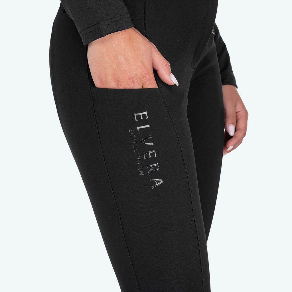 Elvera Equestrian Pantaloni da Equitazione Dual Core Pro Half Seat Nero