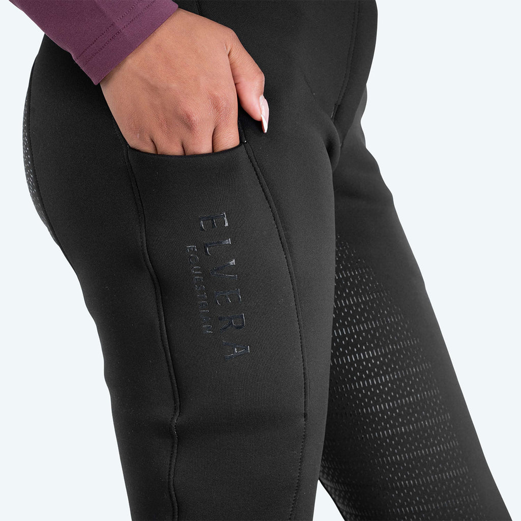 Elvera Equestrian Pantaloni da Equitazione Teddy Winter Pro Nero