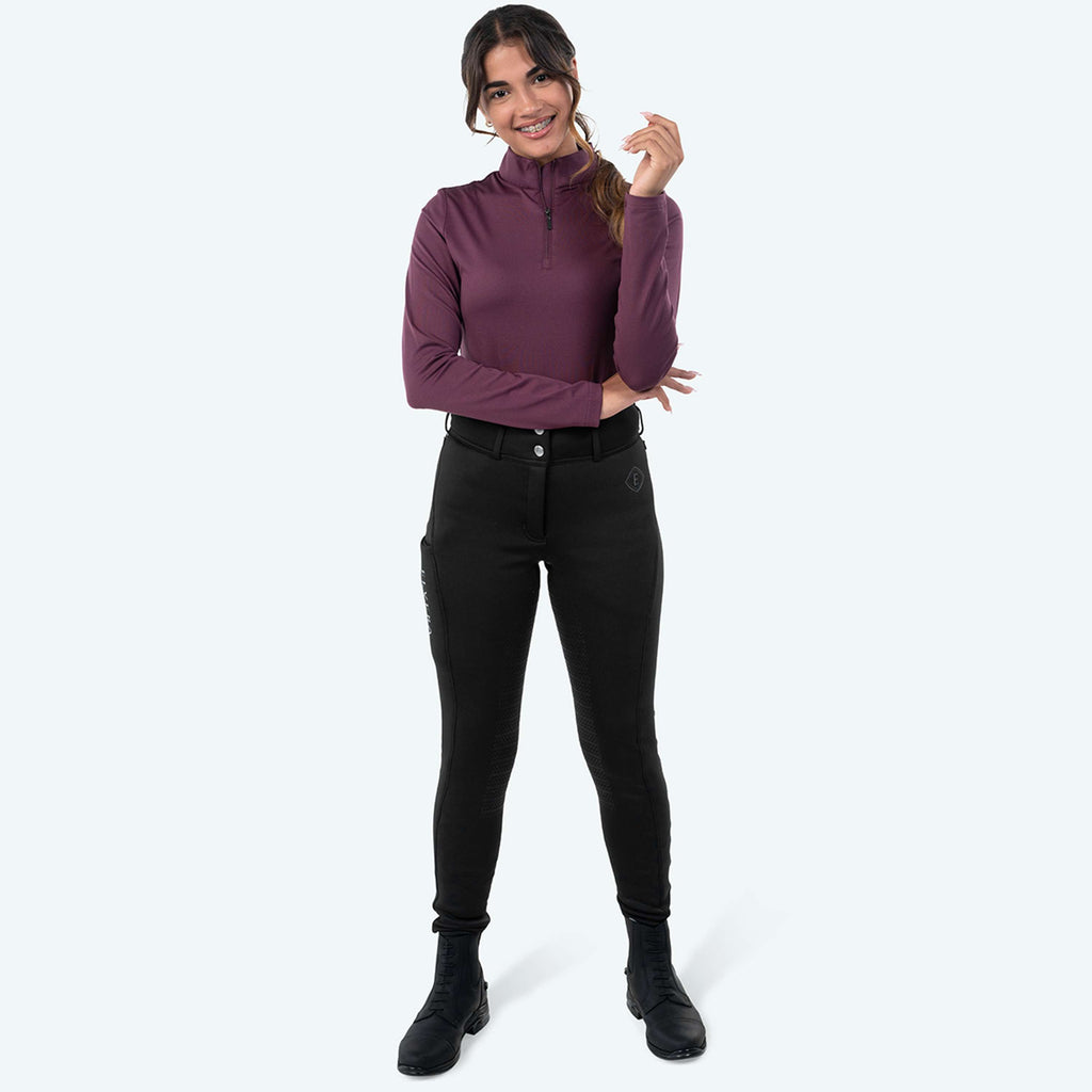Elvera Equestrian Pantaloni da Equitazione Teddy Winter Pro Nero
