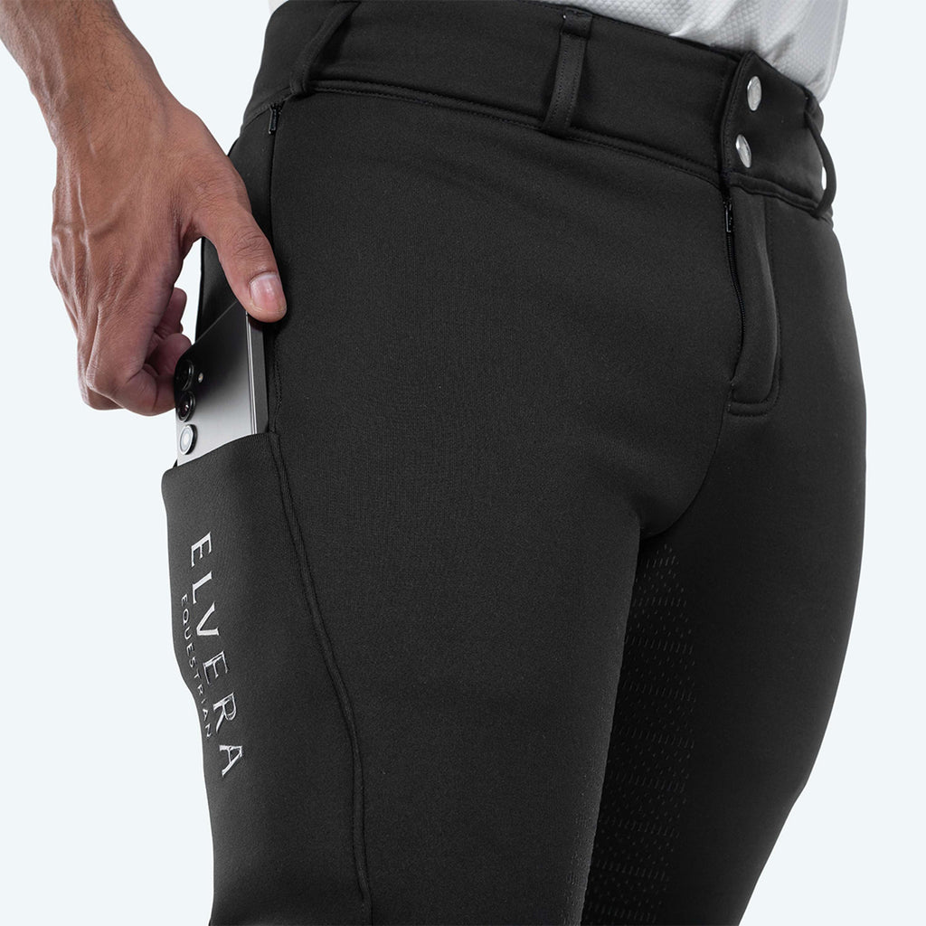 Elvera Equestrian Pantaloni da Equitazione Teddy Winter Pro Uomini Nero