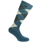 EQUITHÈME Calze da Equitazione Argyle Ecru/Blu