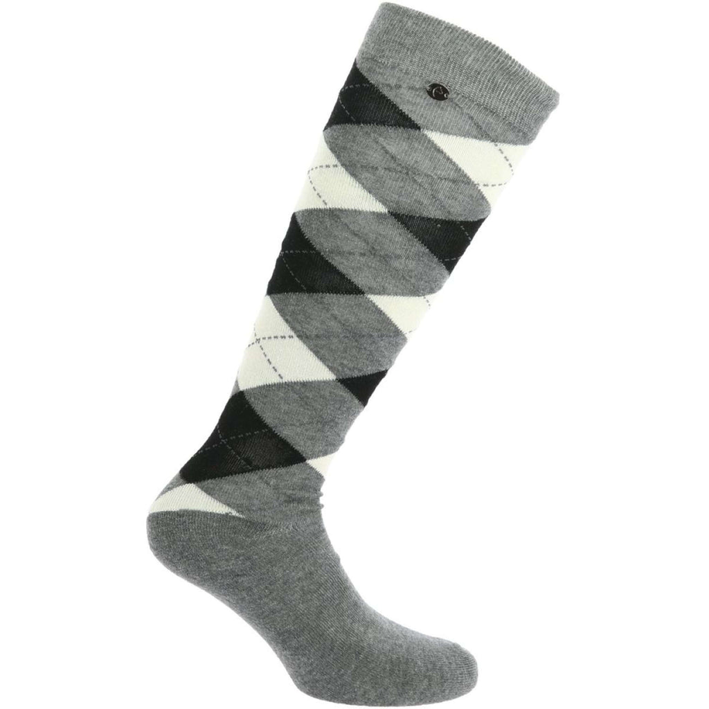 EQUITHÈME Calze da Equitazione Argyle Grigio/Ecrù