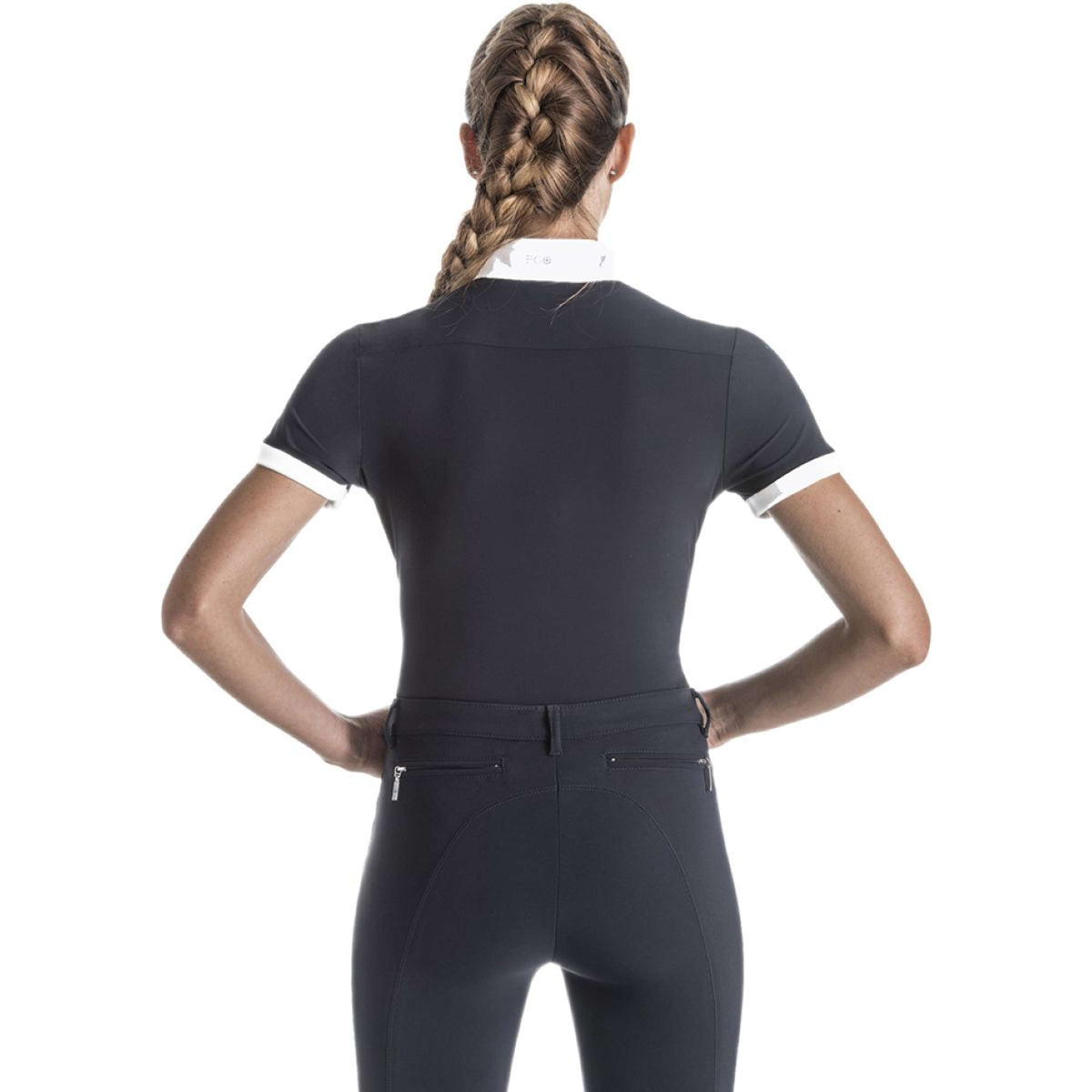 Ego7 Maglietta da Competizione Polo Nero/Bianco