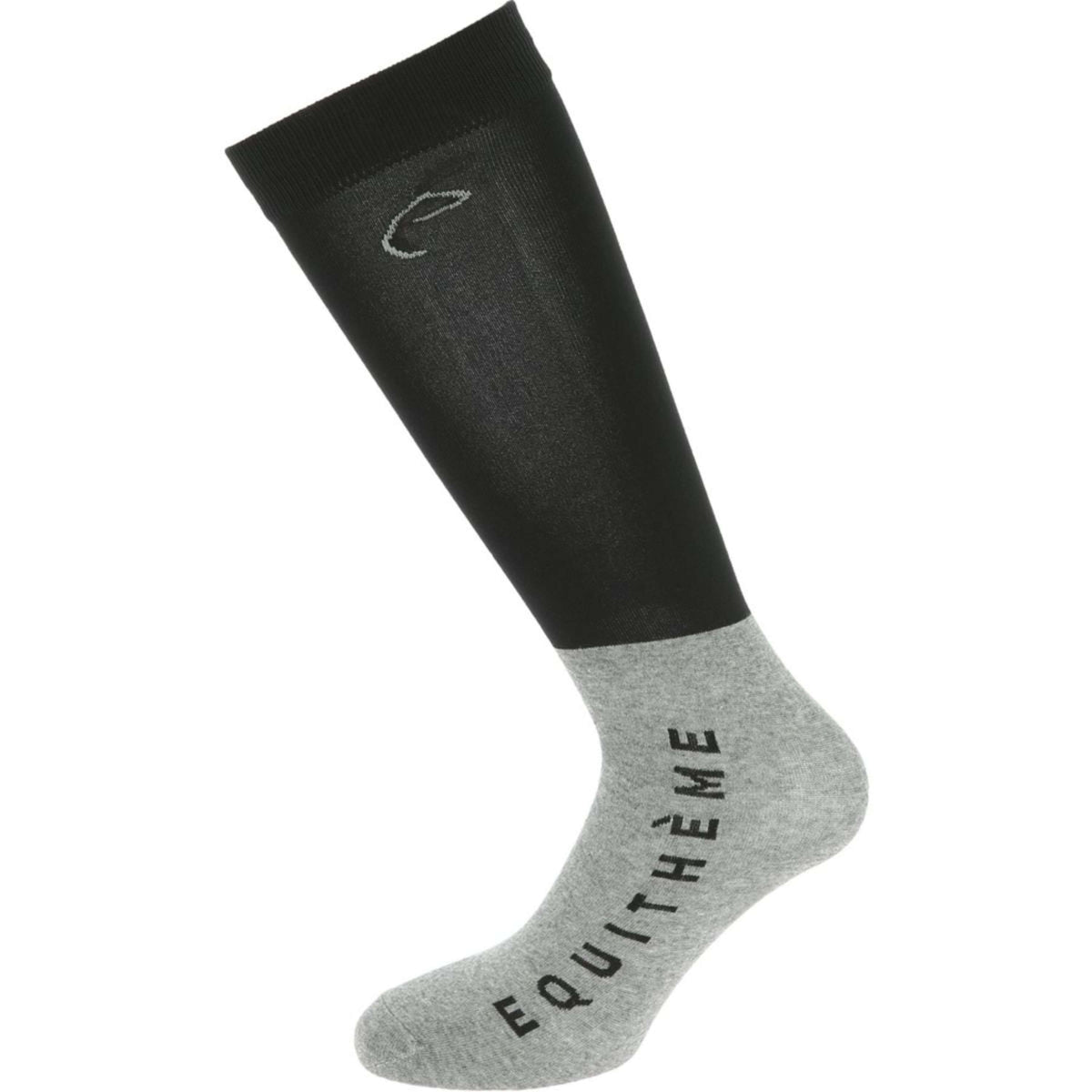 EQUITHÈME Calze da Equitazione Compet Nero/Grigio