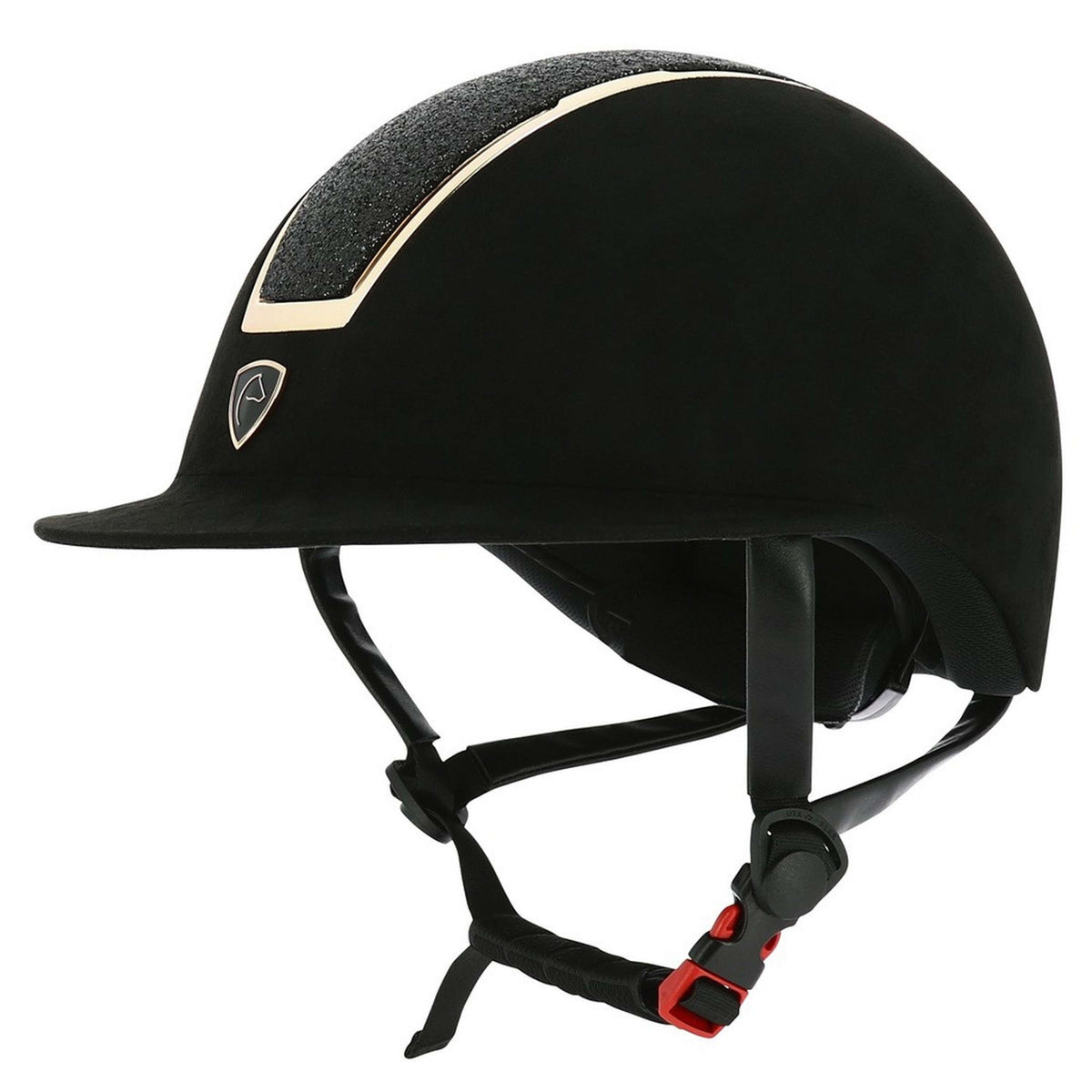 EQUITHÈME Casco da equitazione Glint Lamé Nero/Oro rosa