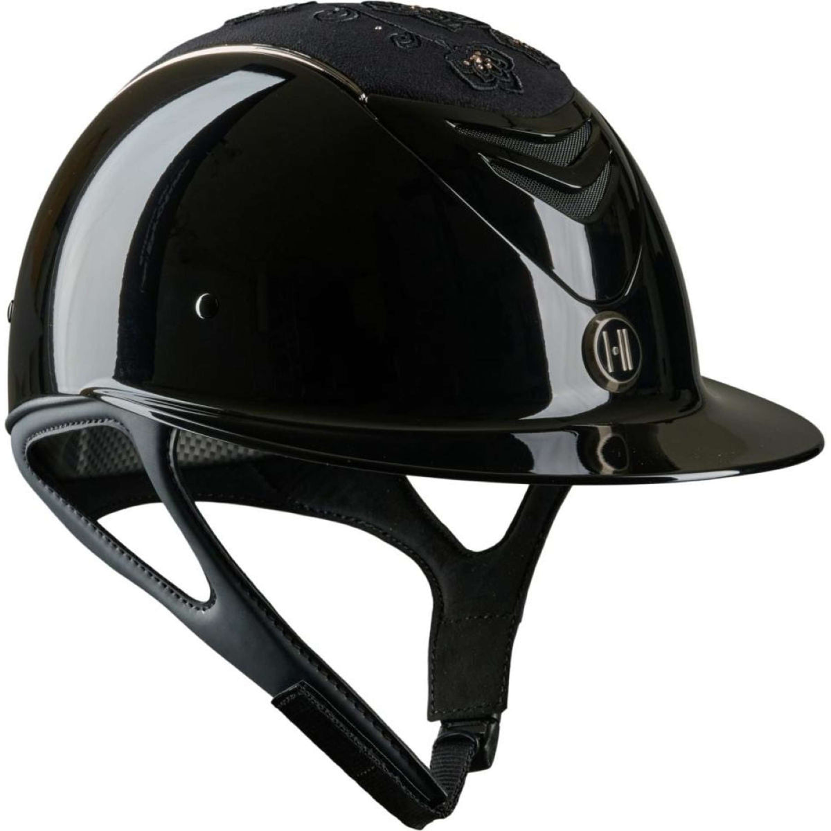 OneK Casco da equitazione Advanced Glossy Embroidered Nero