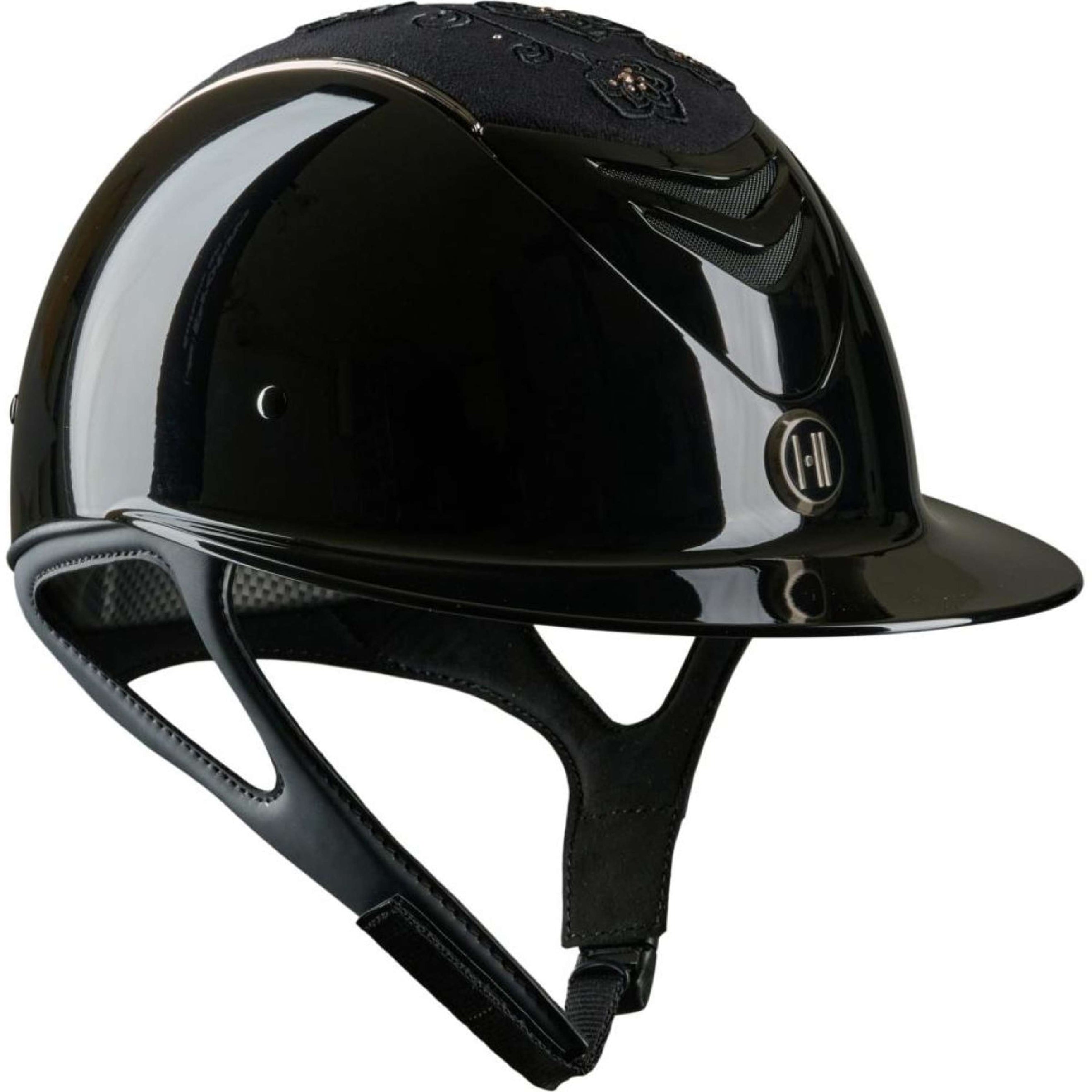 OneK Casco da equitazione Advanced Glossy Embroidered Nero