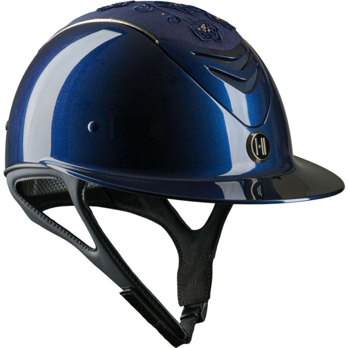 OneK Casco da equitazione Advanced Glossy Embroidered Navy