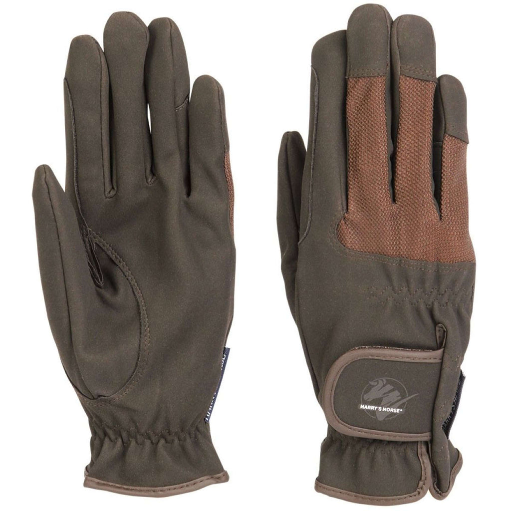Harry's Horse Guanti da Equitazione Domy Suede Mesh Marrone