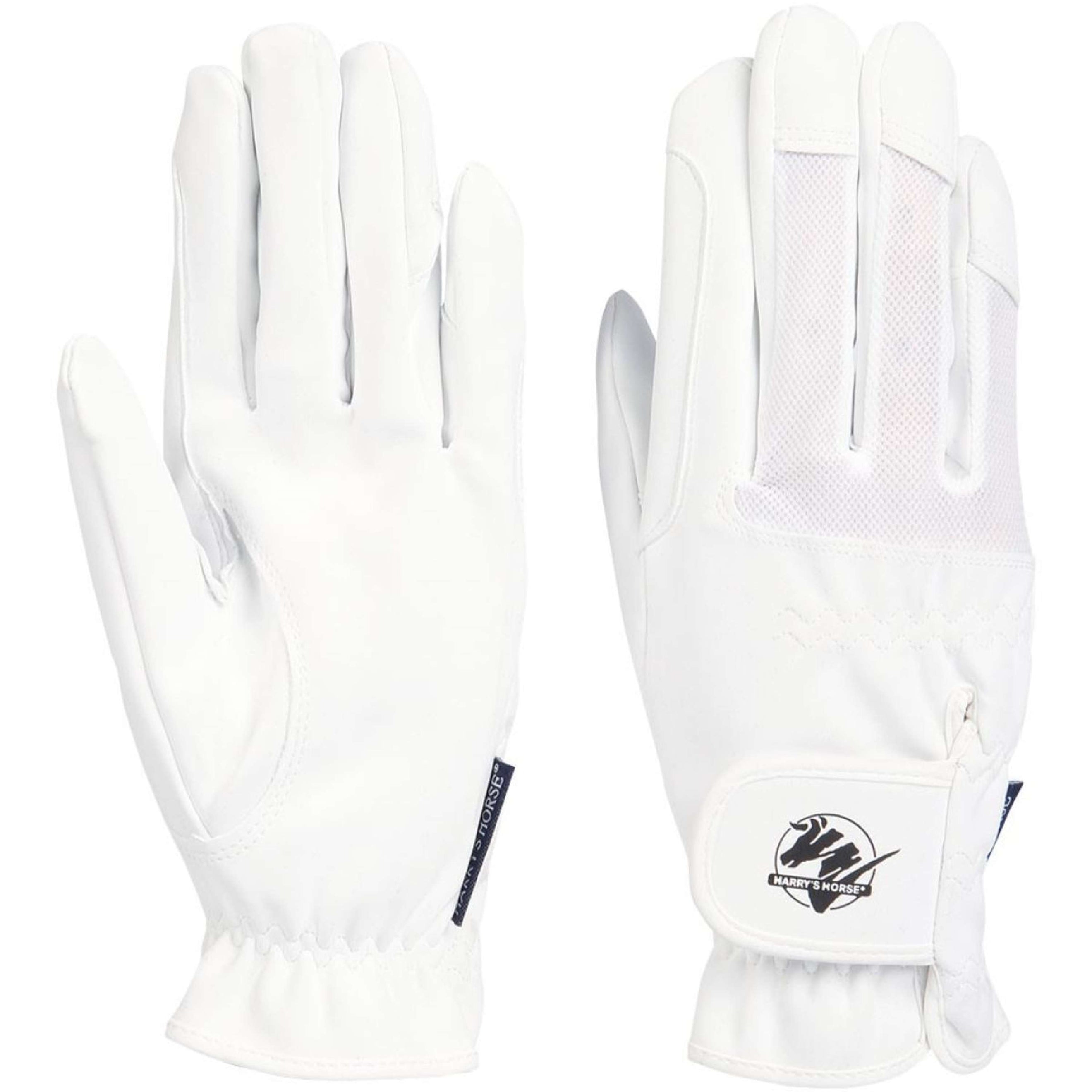 Harry's Horse Guanti da Equitazione Domy Suede Mesh Bianco
