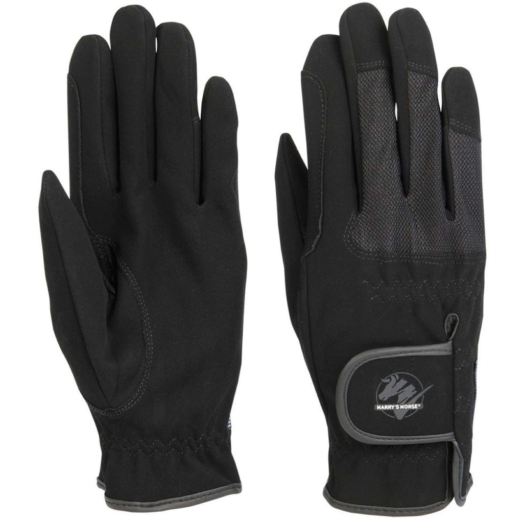 Harry's Horse Guanti da Equitazione Domy Suede Mesh Nero