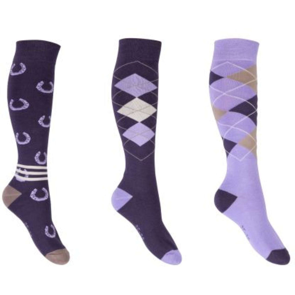 HKM Calze da Equitazione Cardiff Viola/Viola