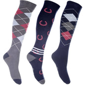 HKM Calze da Equitazione Cardiff Blu scuro/rosso