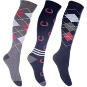 HKM Calze da Equitazione Cardiff Blu scuro/rosso